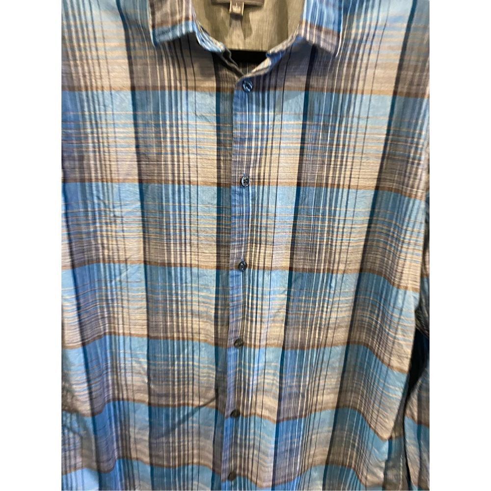 Vince Mens Blue Plaid Button Down Shirt - Picture 2 of 4
